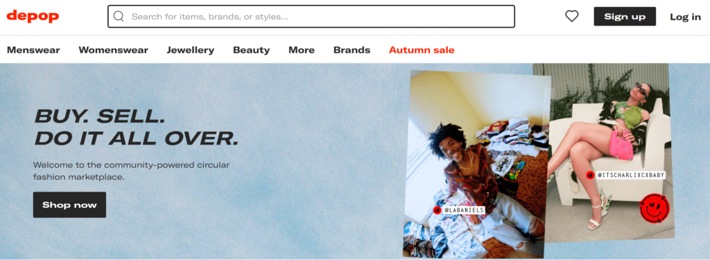 is poshmark legit - depop homepage screenshot